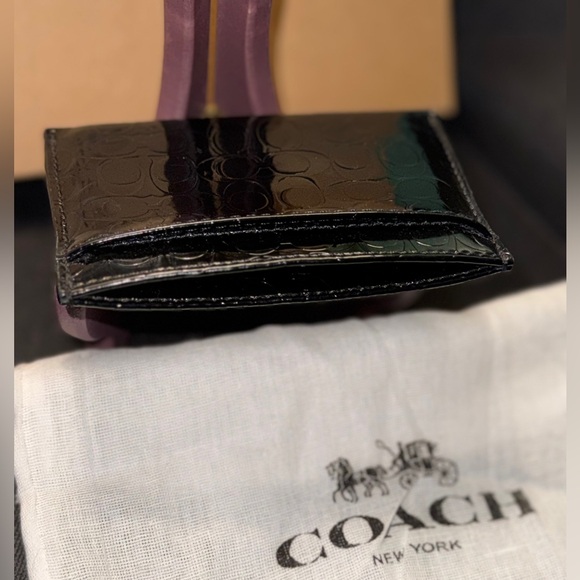 Coach Patent Leather mini C monogram card holder with dust bag - Picture 11 of 11